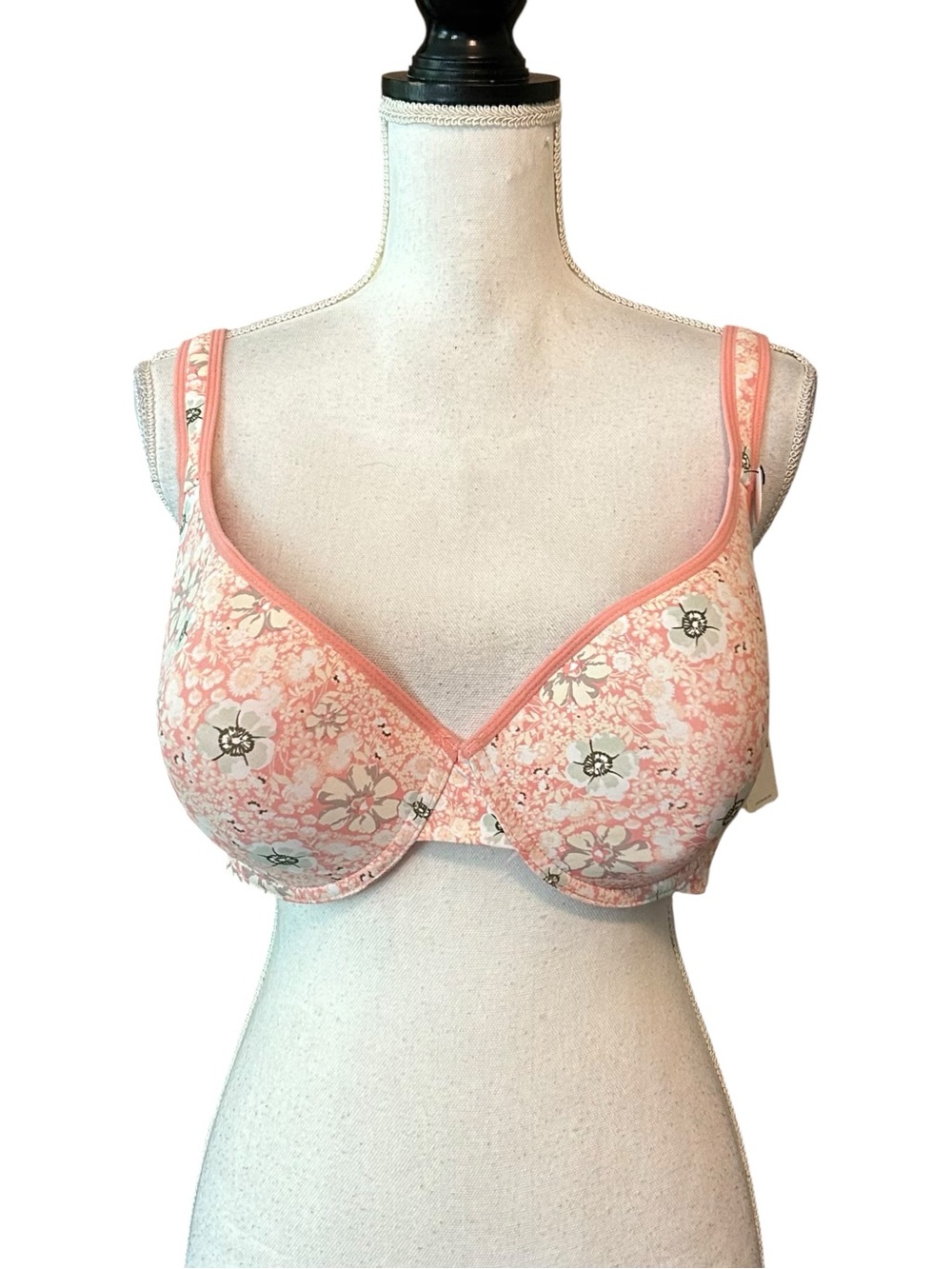 NWT Lucky Brand Full‎ Figure Comfort Strap Bra SZ 42D in Coral Floral Print